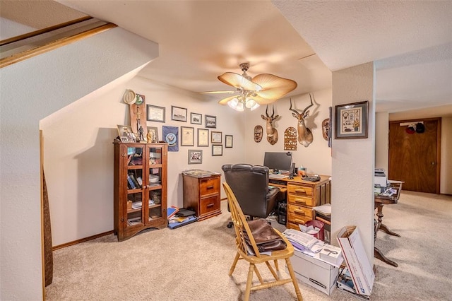 office with carpet and ceiling fan