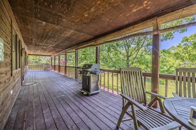 deck with a grill