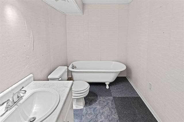 1404 Hampton Ct, Belleville, IL 62223 - bathroom with a freestanding bath, vanity, and toilet