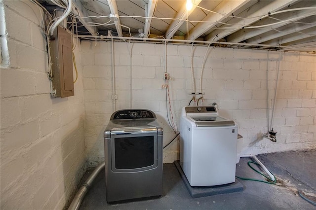 210 W Elm St, Alton, IL 62002 - laundry room with electric panel and washing machine and dryer