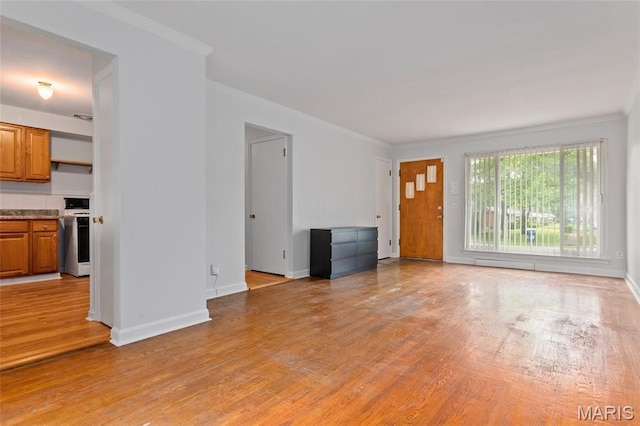 1321 Highmont Dr, Saint Louis, MO 63135 - unfurnished living room featuring light wood-type flooring and crown molding