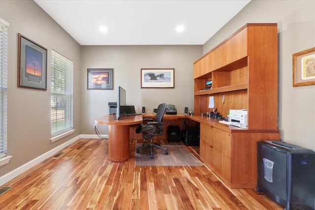5 The Crossings Ct, Ofallon, MO 63366 - office featuring light wood-style floors, baseboards, and recessed lighting