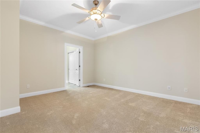 106 Tuscany Trace Dr, Saint Charles, MO 63303 - unfurnished room featuring light carpet, crown molding, a ceiling fan, and baseboards