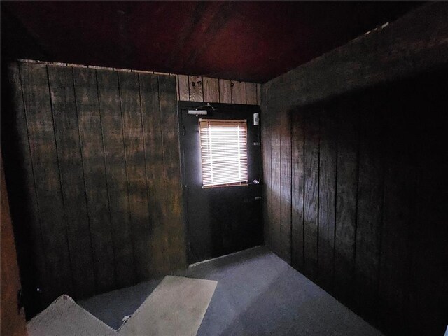 103 E Broad St, Raymond, IL 62560 - entryway with wood walls and carpet flooring