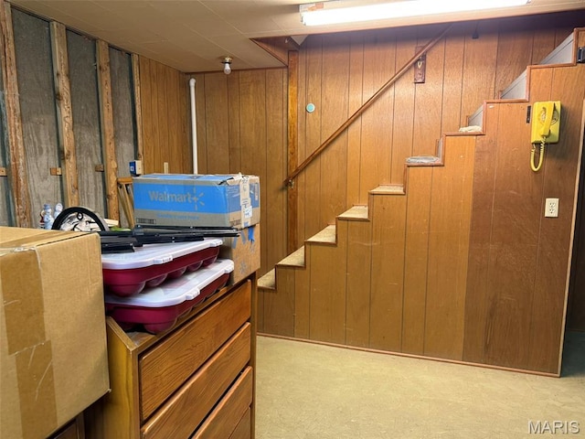 414 Hillcrest Dr, Sullivan, MO 63080 - finished basement featuring wooden walls and stairs
