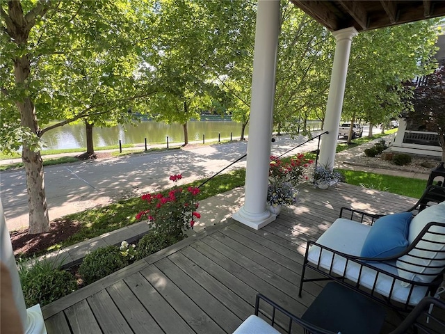3481 New Town Lake Dr, Saint Charles, MO 63301 - porch with a water view