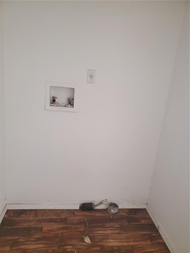 768 Leon St, Cahokia, IL 62206 - washroom featuring hookup for an electric dryer, washer hookup, dark wood finished floors, and baseboards
