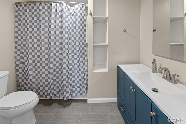 6446 Old Collinsville Rd, Ofallon, IL 62269 - full bathroom with vanity, tile patterned floors, and curtained shower