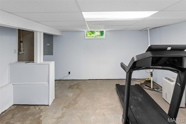 6446 Old Collinsville Rd, Ofallon, IL 62269 - exercise room with electric panel and a paneled ceiling