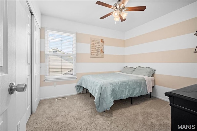 7413 Cinnamon Teal Dr, Ofallon, MO 63368 - bedroom with carpet, a closet, and a ceiling fan