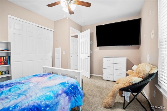 7413 Cinnamon Teal Dr, Ofallon, MO 63368 - bedroom featuring carpet, a ceiling fan, and a closet