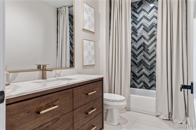 100 Enclave Terrace Ct, Weldon Spring, MO 63304 - bathroom featuring vanity, toilet, shower / tub combo, and tile patterned flooring