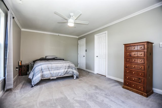 6195 Cedar Springs Rd, Cedar Hill, MO 63016 - bedroom with carpet flooring, ornamental molding, baseboards, and ceiling fan