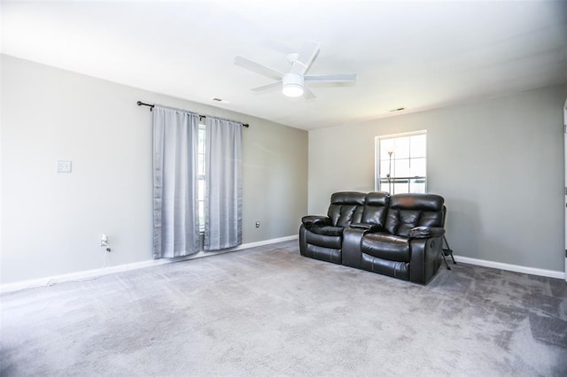 6195 Cedar Springs Rd, Cedar Hill, MO 63016 - sitting room featuring baseboards, a ceiling fan, and carpet flooring