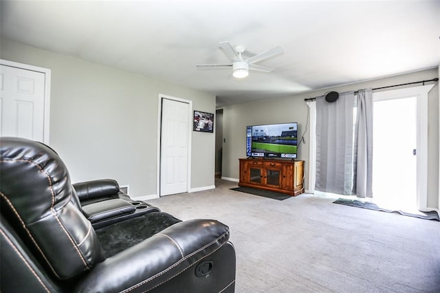 6195 Cedar Springs Rd, Cedar Hill, MO 63016 - carpeted living room with ceiling fan and baseboards