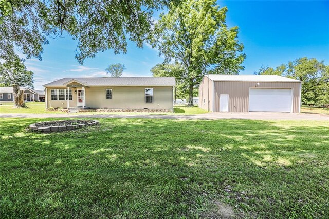 6195 Cedar Springs Rd, Cedar Hill, MO 63016 - view of front of house featuring an outbuilding, a garage, and a front yard