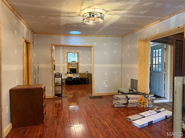 929 Race St, Thayer, MO 65791 - hallway featuring wood-type flooring, plenty of natural light, and ornamental molding