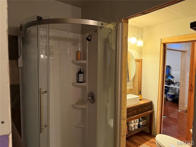 929 Race St, Thayer, MO 65791 - full bathroom featuring a shower stall and wood finished floors