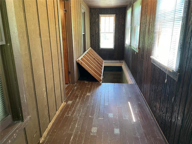 500 E 10th St, Salem, MO 65560 - hall with wooden walls and wood-type flooring