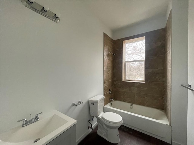 3819 Nebraska Ave, Saint Louis, MO 63118 - bathroom with toilet, shower / tub combination, vanity, and wood finished floors