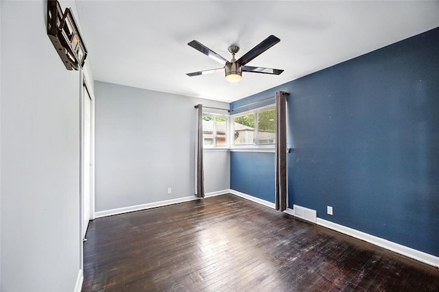 7448 Ahern Ave, Saint Louis, MO 63130 - spare room with ceiling fan, hardwood / wood-style flooring, and baseboards