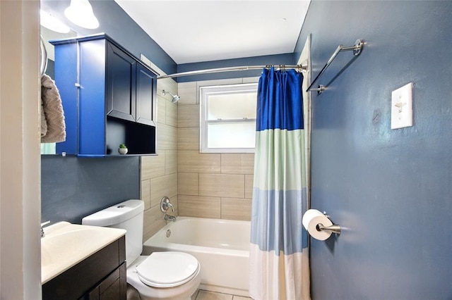 7448 Ahern Ave, Saint Louis, MO 63130 - full bathroom featuring toilet, shower / bath combo with shower curtain, and vanity
