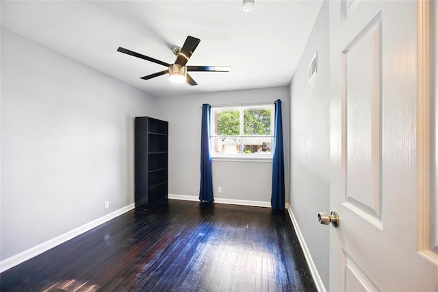 7448 Ahern Ave, Saint Louis, MO 63130 - empty room with hardwood / wood-style flooring, baseboards, and a ceiling fan