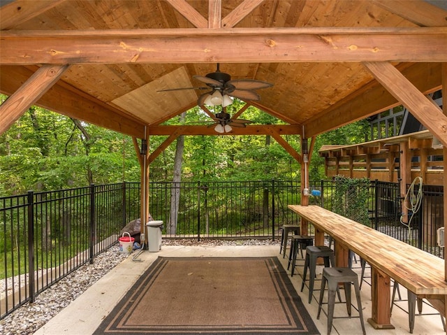 1129 Mitten Ridge Dr, Innsbrook, MO 63390 - view of patio with ceiling fan and a gazebo