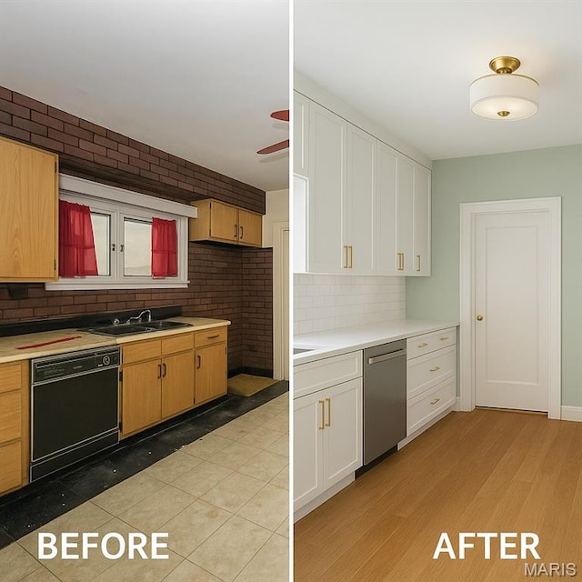 4545 Alice Ave, Saint Louis, MO 63115 - kitchen with black dishwasher, dishwasher, and light countertops