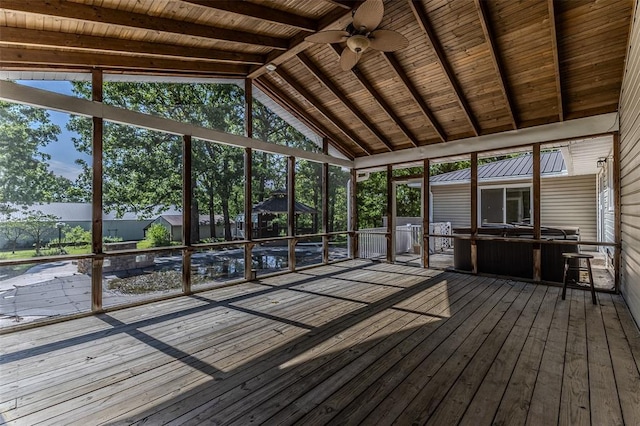 21509 Rockwell Dr, Lebanon, MO 65536 - unfurnished sunroom featuring ceiling fan