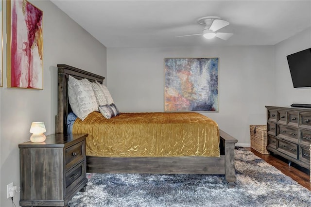 402 Glan Tai Dr, Manchester, MO 63011 - bedroom featuring wood finished floors, baseboards, and a ceiling fan