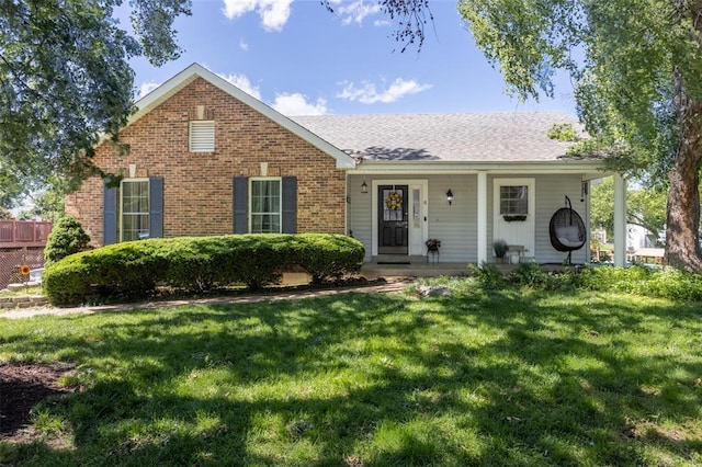 4 Aken Ct, Saint Peters, MO 63376 - view of front facade featuring a front yard, brick siding, a porch, and roof with shingles