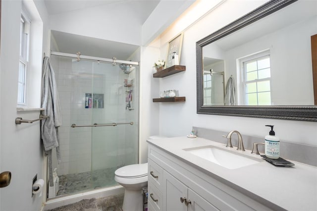 4 Aken Ct, Saint Peters, MO 63376 - bathroom featuring vanity, toilet, and a stall shower