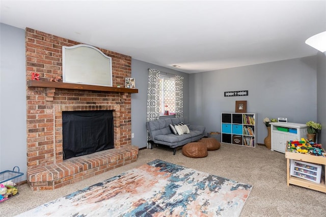 4 Aken Ct, Saint Peters, MO 63376 - carpeted living room featuring a brick fireplace