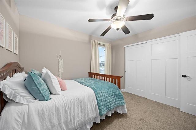 536 W 5th St, Saint Jacob, IL 62281 - bedroom featuring carpet floors, a closet, and ceiling fan