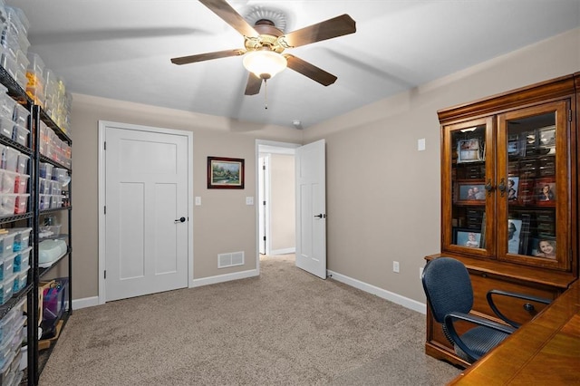 536 W 5th St, Saint Jacob, IL 62281 - office area featuring carpet floors, baseboards, and ceiling fan
