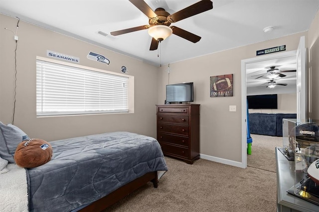 536 W 5th St, Saint Jacob, IL 62281 - carpeted bedroom featuring baseboards and a ceiling fan