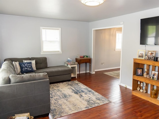 3930 Commanche Ave, Hannibal, MO 63401 - living area with plenty of natural light, dark wood-style flooring, and baseboards