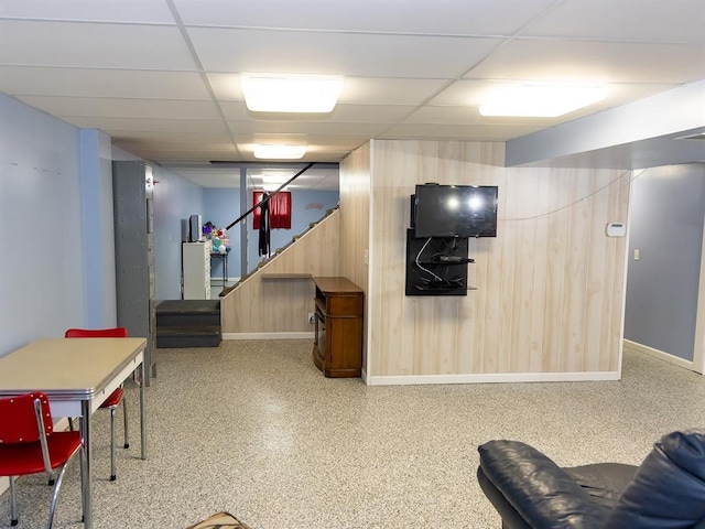 3930 Commanche Ave, Hannibal, MO 63401 - community lobby with wood walls, stairway, and a drop ceiling