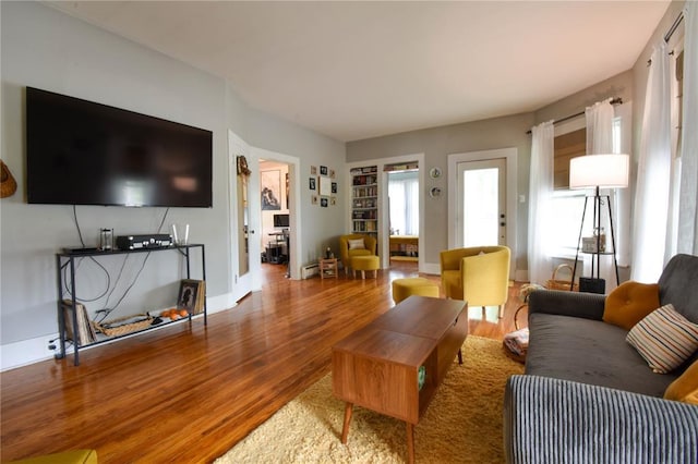 living area with wood finished floors