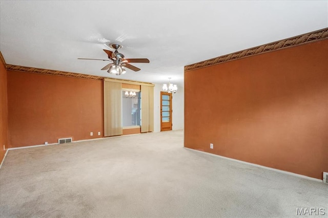 1816 N Belt, Belleville, IL 62221 - spare room with a chandelier, ceiling fan, and carpet floors