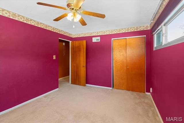 1816 N Belt, Belleville, IL 62221 - unfurnished bedroom featuring carpet flooring, a closet, and ceiling fan
