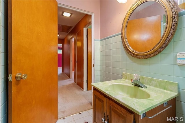 1816 N Belt, Belleville, IL 62221 - bathroom featuring tile walls, vanity, and tile patterned floors