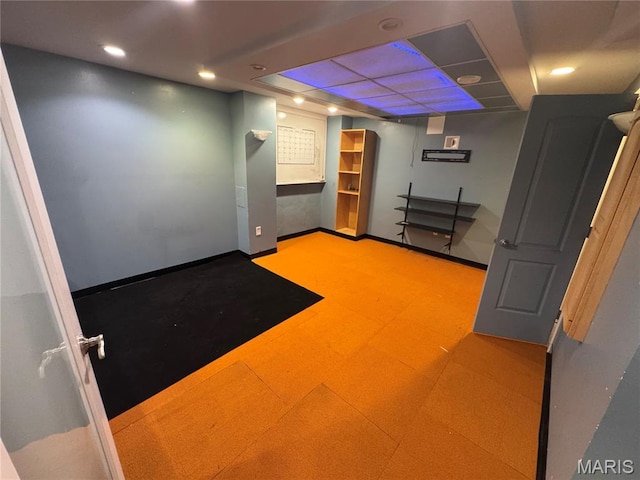 2828 Rutger St, Saint Louis, MO 63104 - exercise room featuring baseboards and recessed lighting