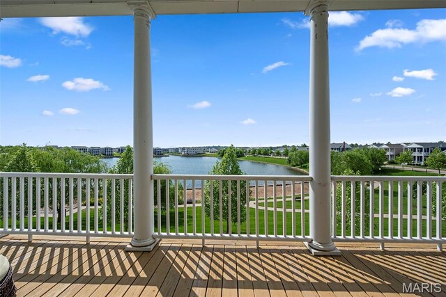 1017 Kilderkin Way, Saint Charles, MO 63301 - wooden deck featuring a water view