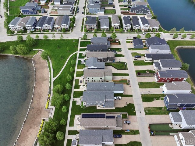 1017 Kilderkin Way, Saint Charles, MO 63301 - aerial overview of property's location featuring nearby suburban area and a large body of water