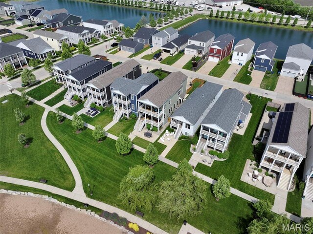 1017 Kilderkin Way, Saint Charles, MO 63301 - aerial overview of property's location featuring a large body of water and nearby suburban area