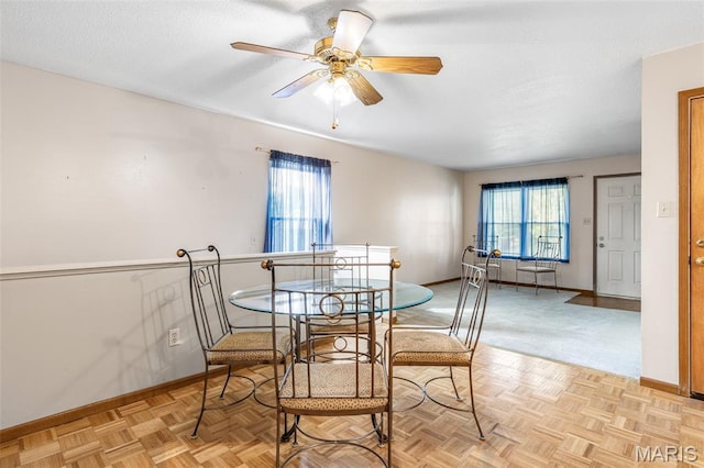 101 Carnegie Ct, Valley Park, MO 63088 - dining space featuring baseboards, plenty of natural light, and ceiling fan