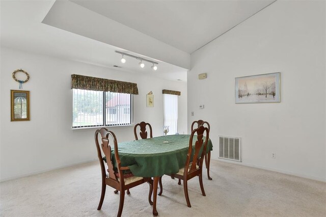 1306 Glendale Gardens Dr Unit C, Glendale, MO 63122 - carpeted dining space featuring rail lighting and baseboards