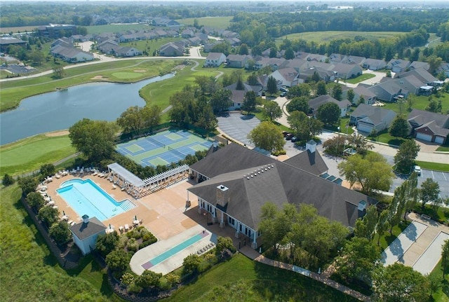 2087 Hawks Landing Dr Unit S, Lake St Louis, MO 63367 - aerial view of residential area featuring a pool area, a large body of water, and a golf club